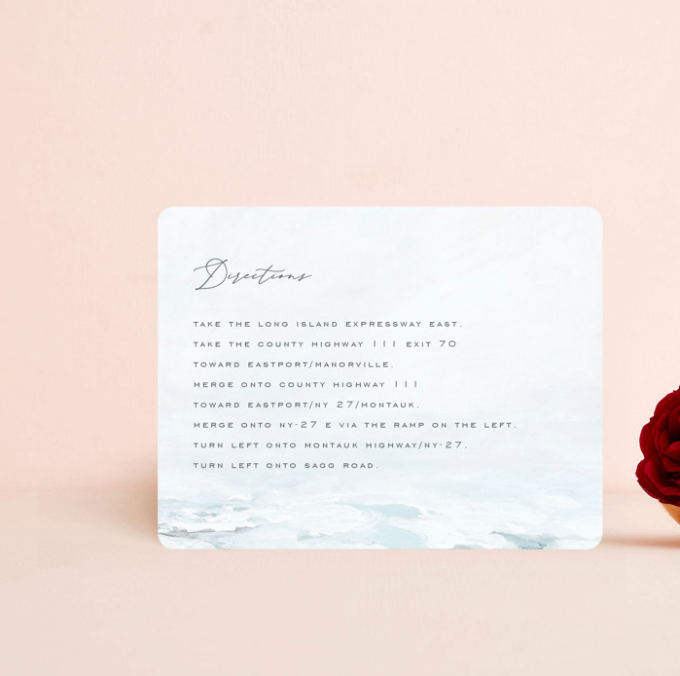 directions card for wedding invitations
