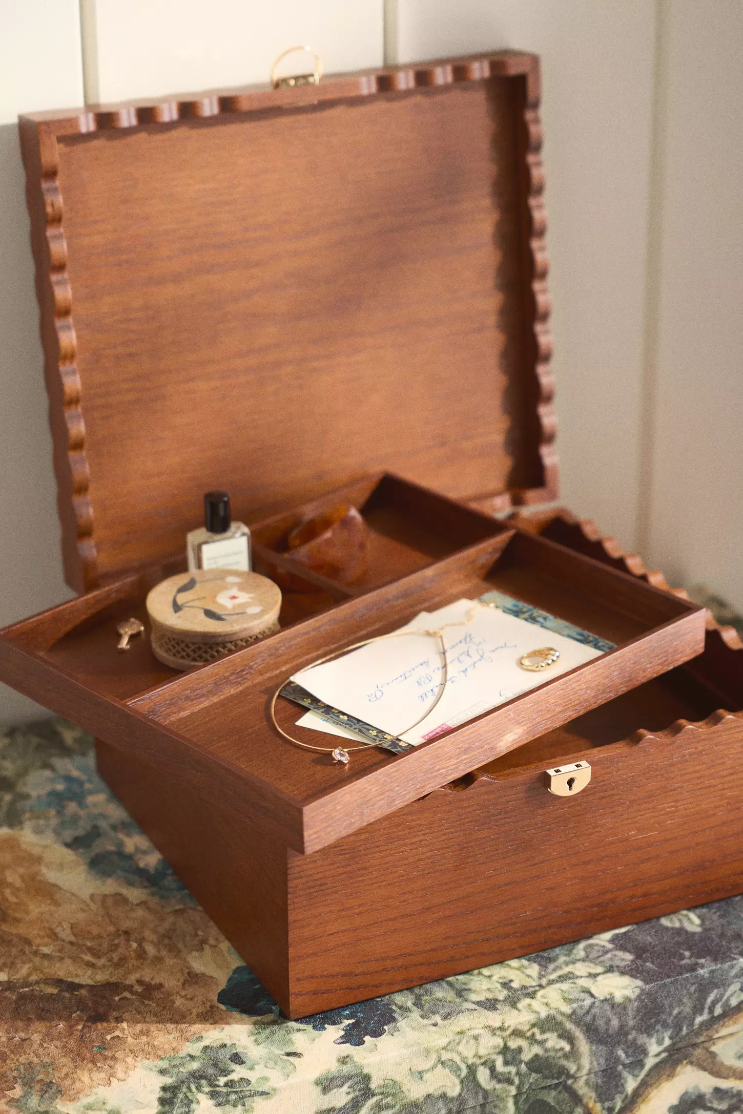 wood keepsake jewelry and memory box for anniversary gift for her