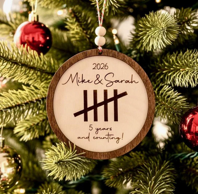 personalized 5 year wood ornament gift