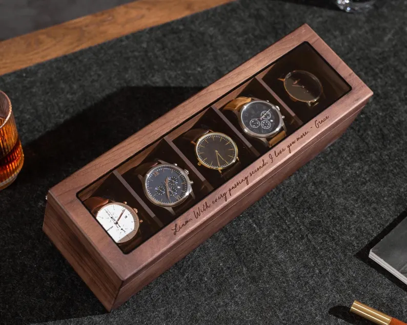 engraved wood box for watches