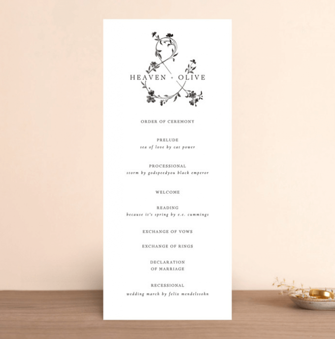 what to put on ceremony programs