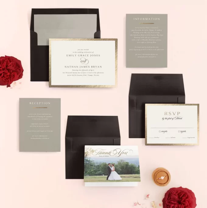 foil pressed wedding invitations