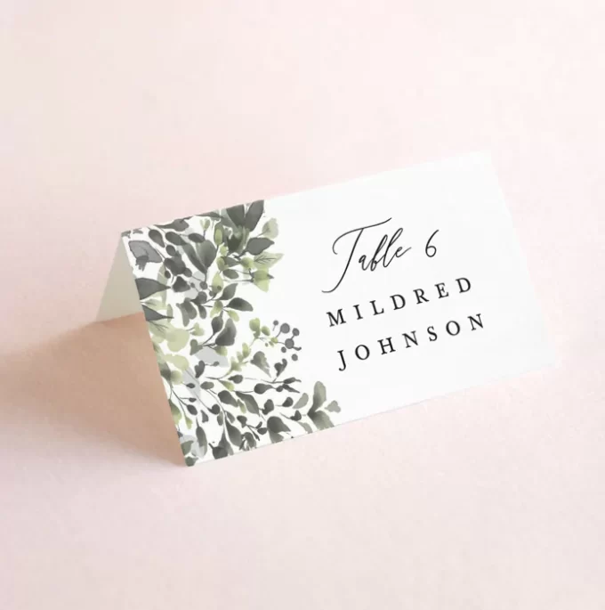 wedding place card size