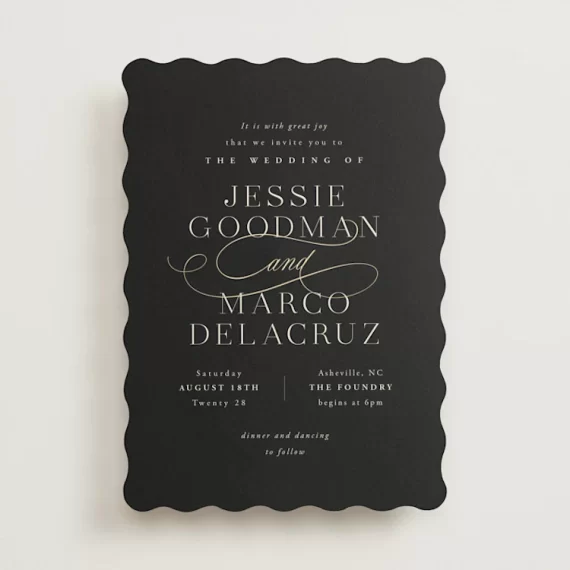 Wedding invitation example showing full names and modern name order