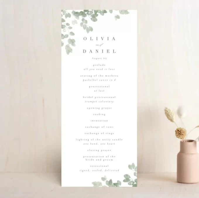 what wedding program should include