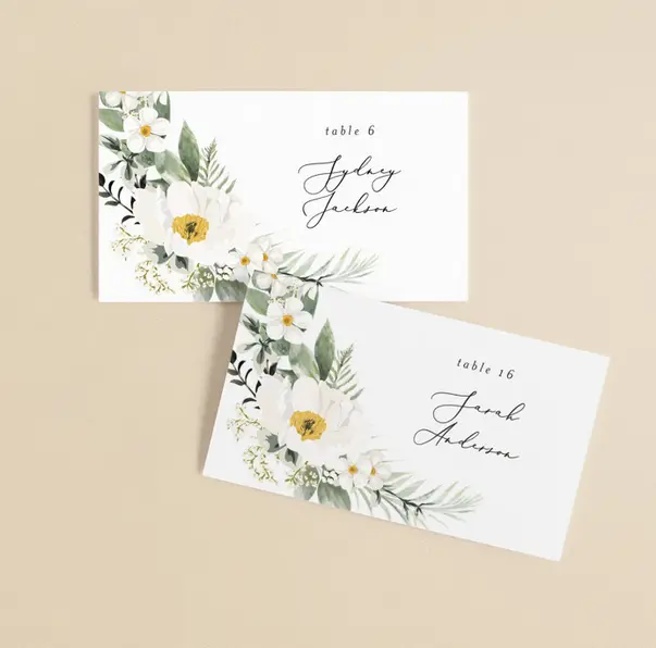 wedding place cards with name printing