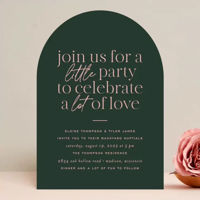 arch shaped modern wedding invitations