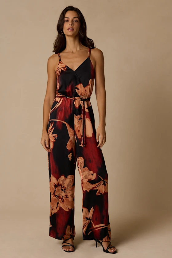 black floral print jumpsuit