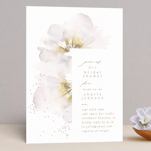 winter floral bridal shower invitations
