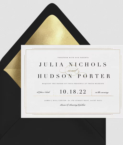 black and gold online wedding invitation