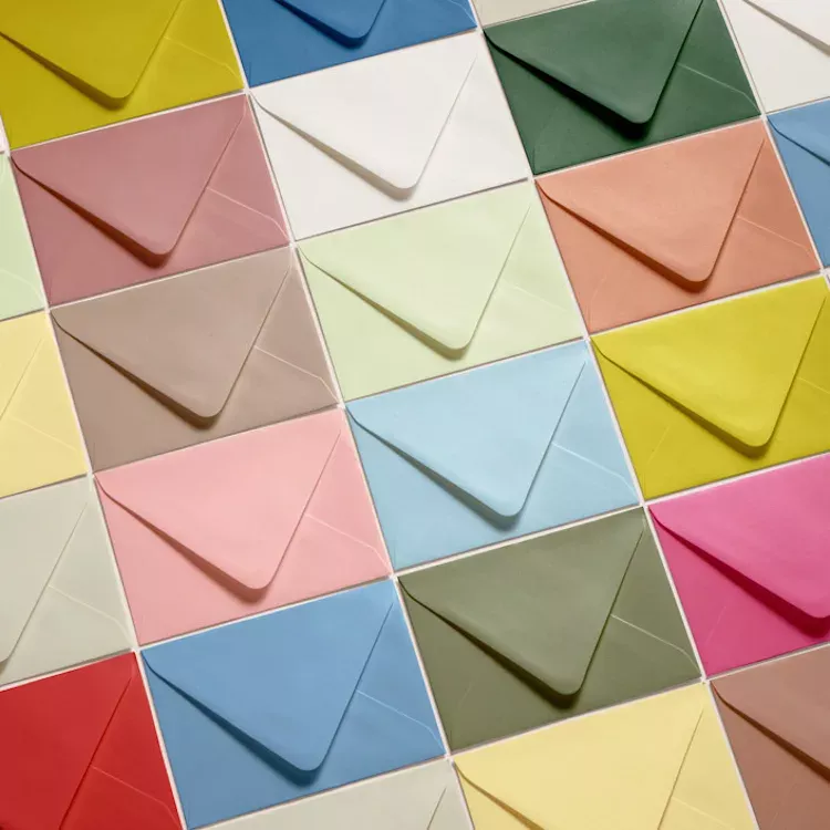 add colorful envelopes to your letterpress wedding invitations