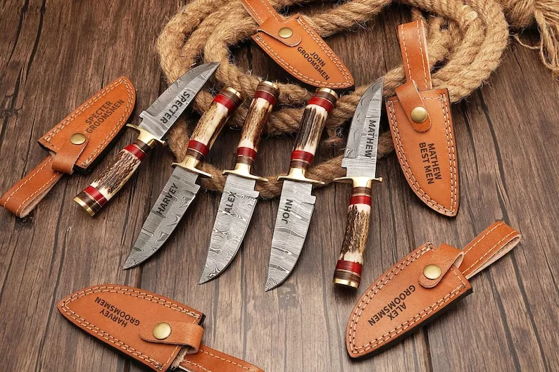 damascus steel hunting knives groomsmen gifts