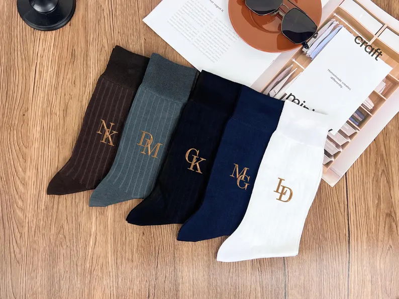 embroidered dress socks groomsmen gift