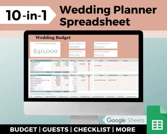 wedding budget template