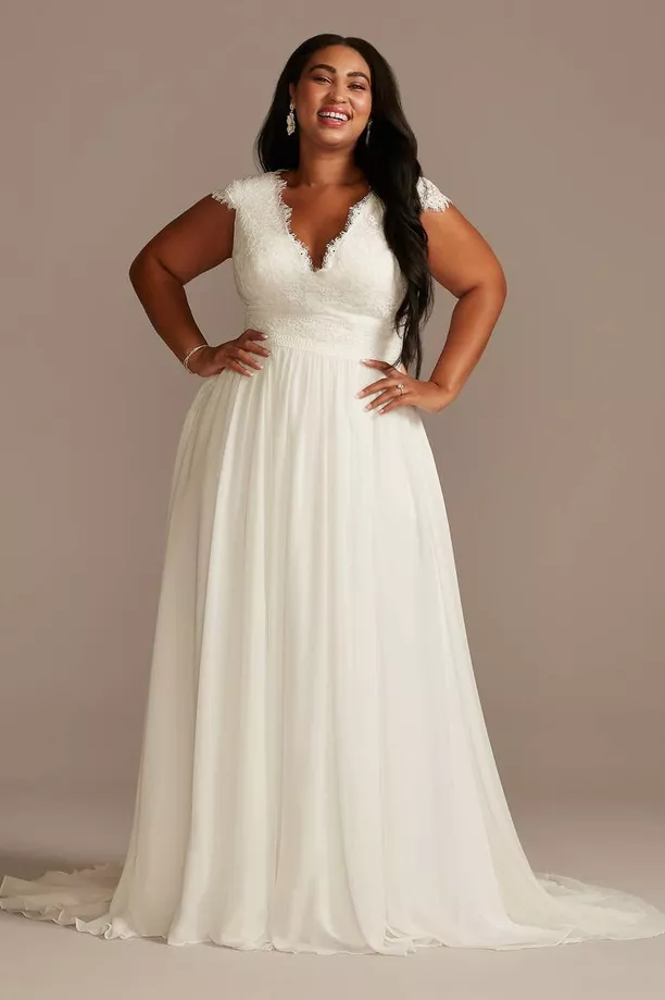 flowy chiffon illusion tulle wedding dress that flows away from belly