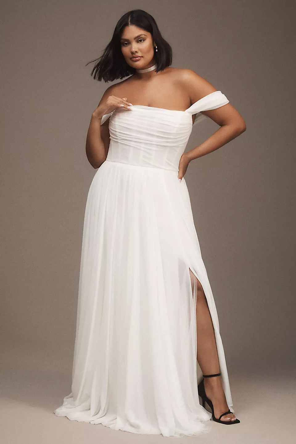 ruched corset wedding dress to hide apron belly