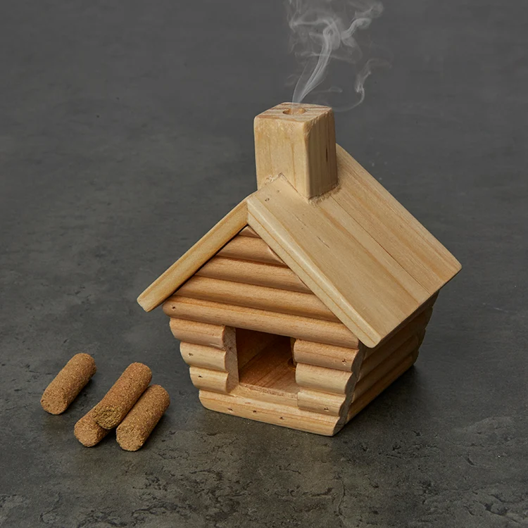 Little wood cabin incense burner