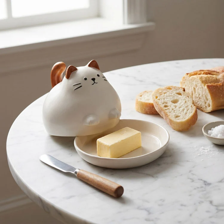 Cat butter dish