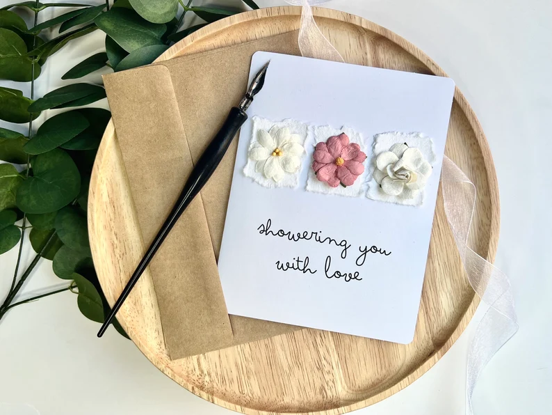 handmade bridal shower card for a sweet message - what to write inside a bridal shower card