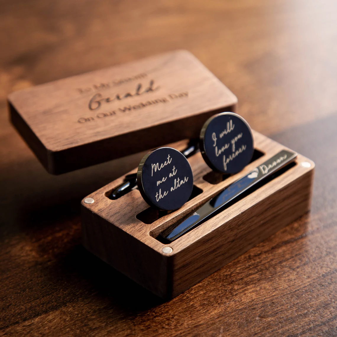 personalized cufflinks engraved with initials for groom