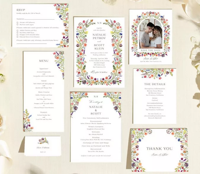Zola modern wedding invitations with digital RSVPs