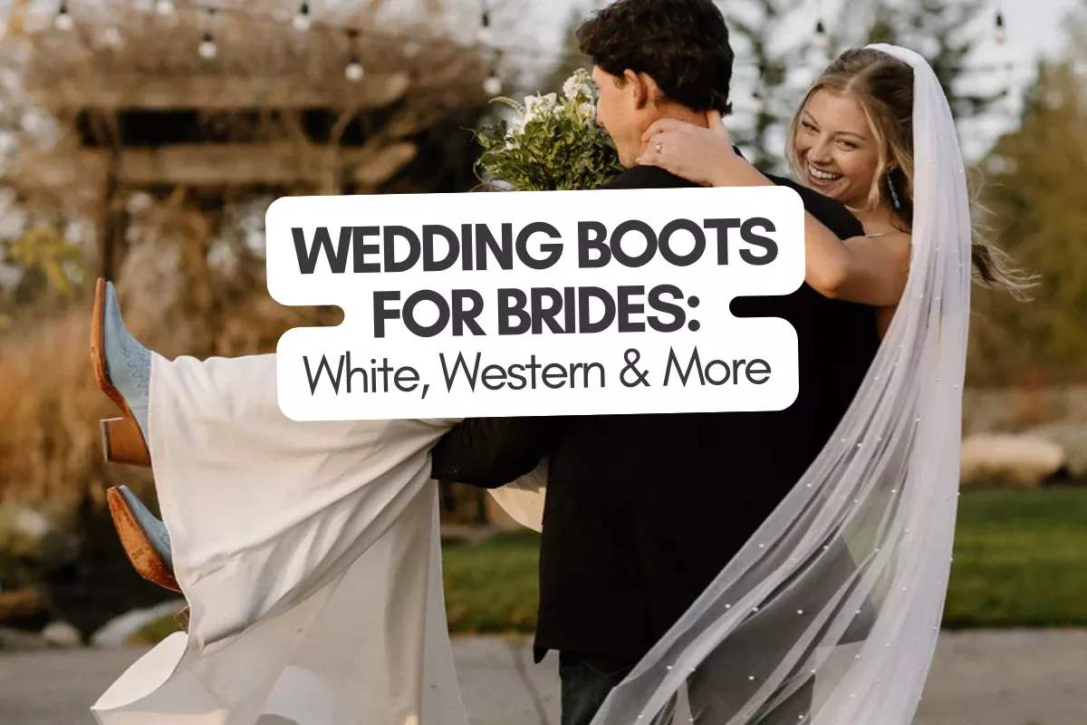 white bridal boots for bride wedding day with elegant dress