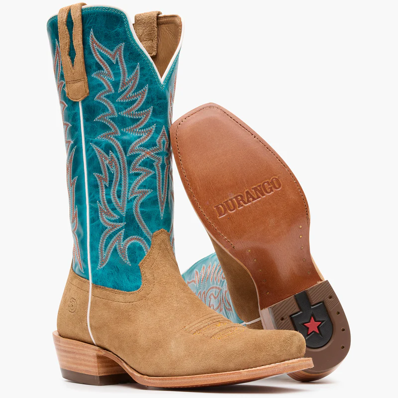 tall blue and brown western bridal boots