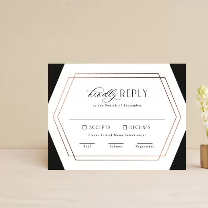 wedding rsvp cards with meal choices