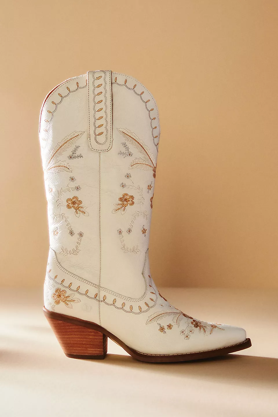 white leather cowboy boots with embroidery