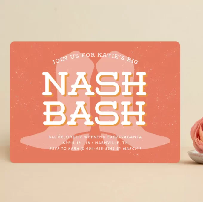 nash bash bachelorette party invitation