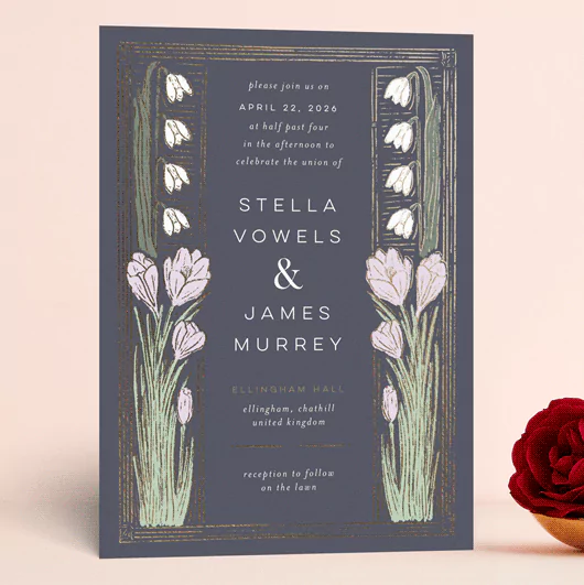 embossed spring floral invitations