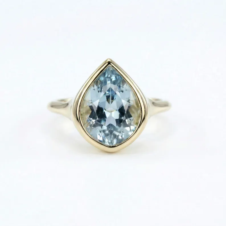 aquamarine bezel engagement ring