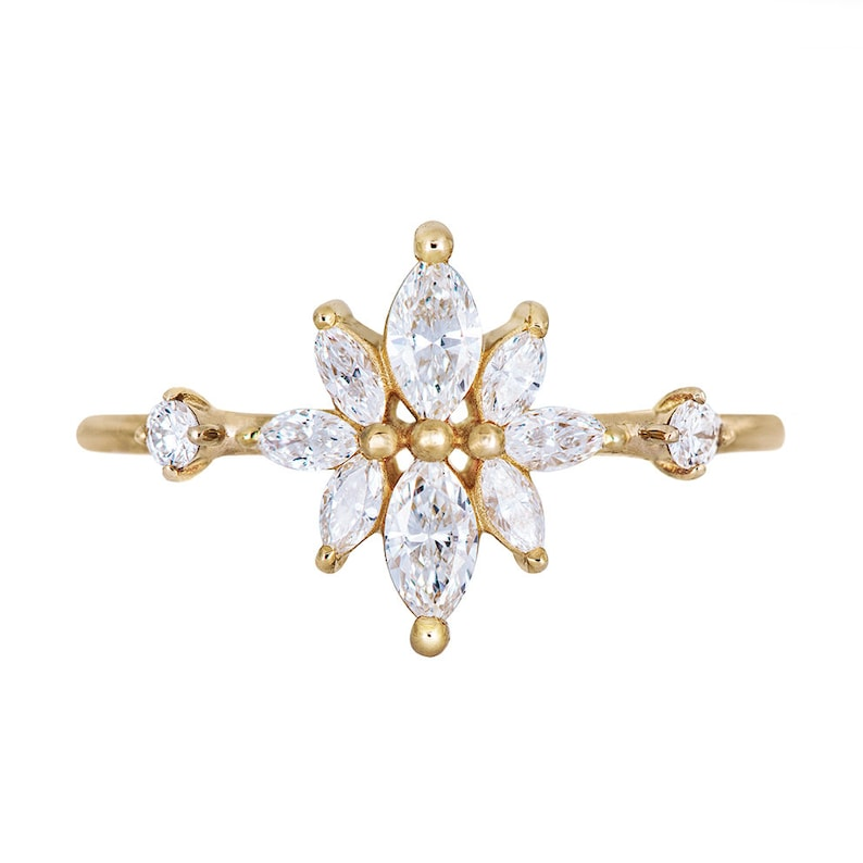 diamond flower engagement ring