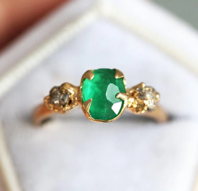 emerald non-traditional engagement ring
