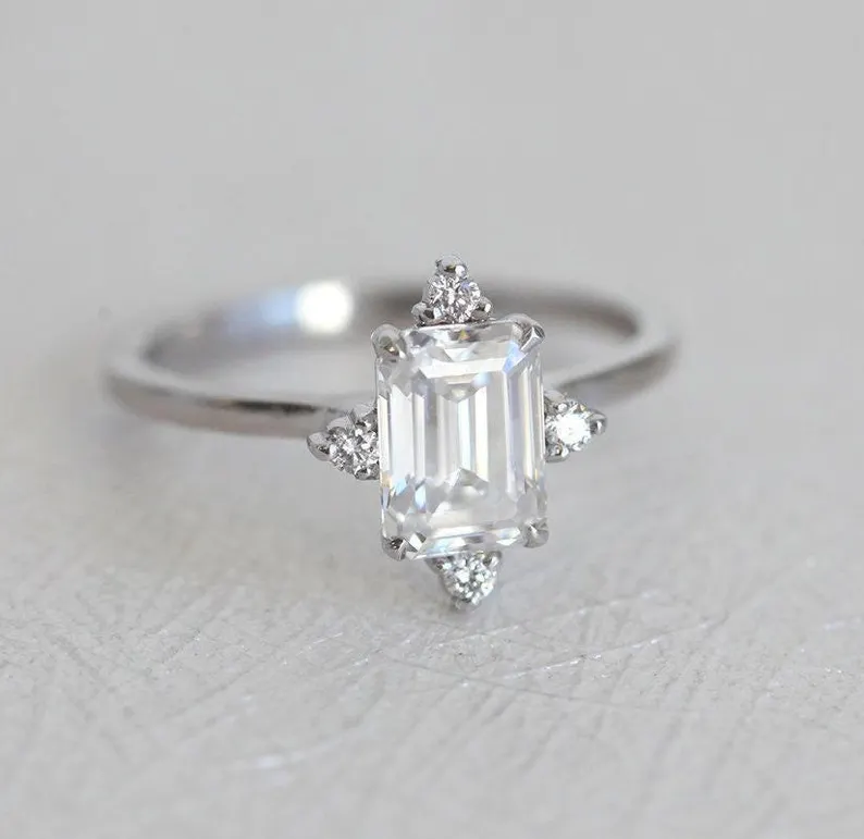 emerald cut moissanite engagement ring
