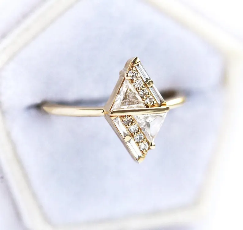 geometric diamond engagement ring