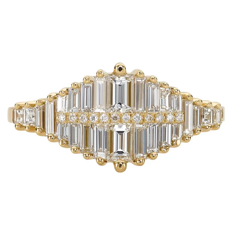 gradient baguette diamond engagement ring