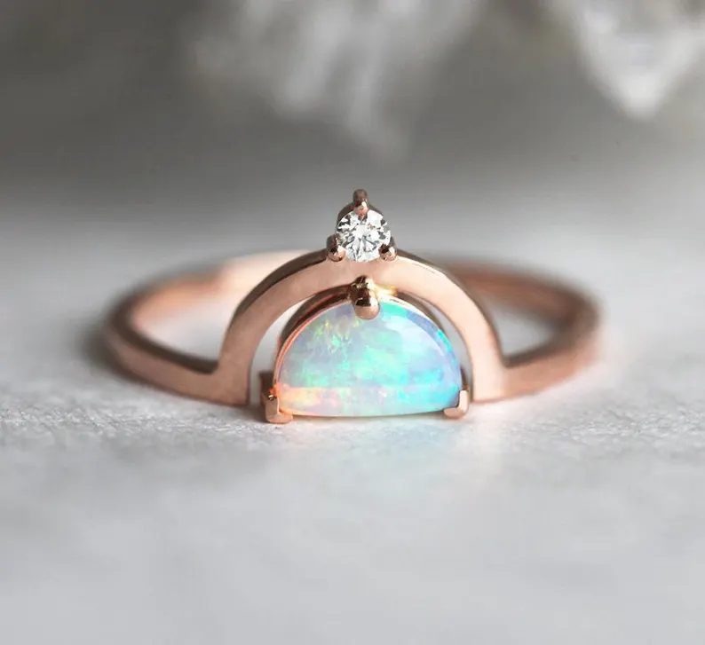 half-moon opal engagement ring