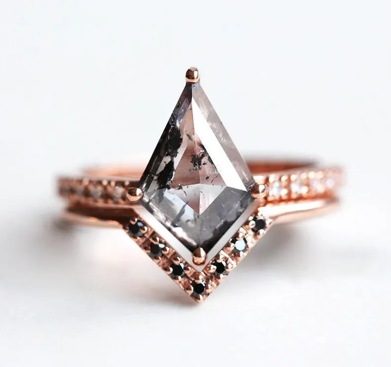 kite-shaped diamond engagement ring
