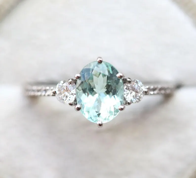 mint tourmaline engagement ring