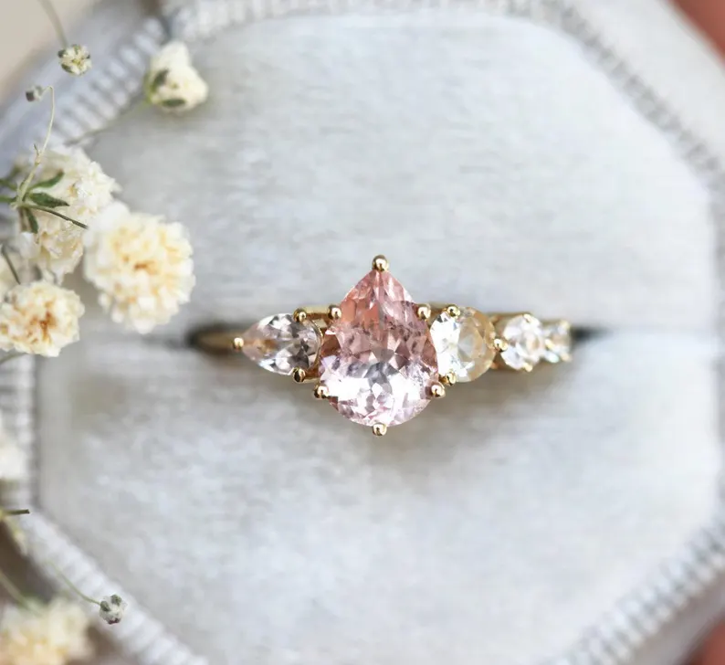 morganite and sapphire engagement ring