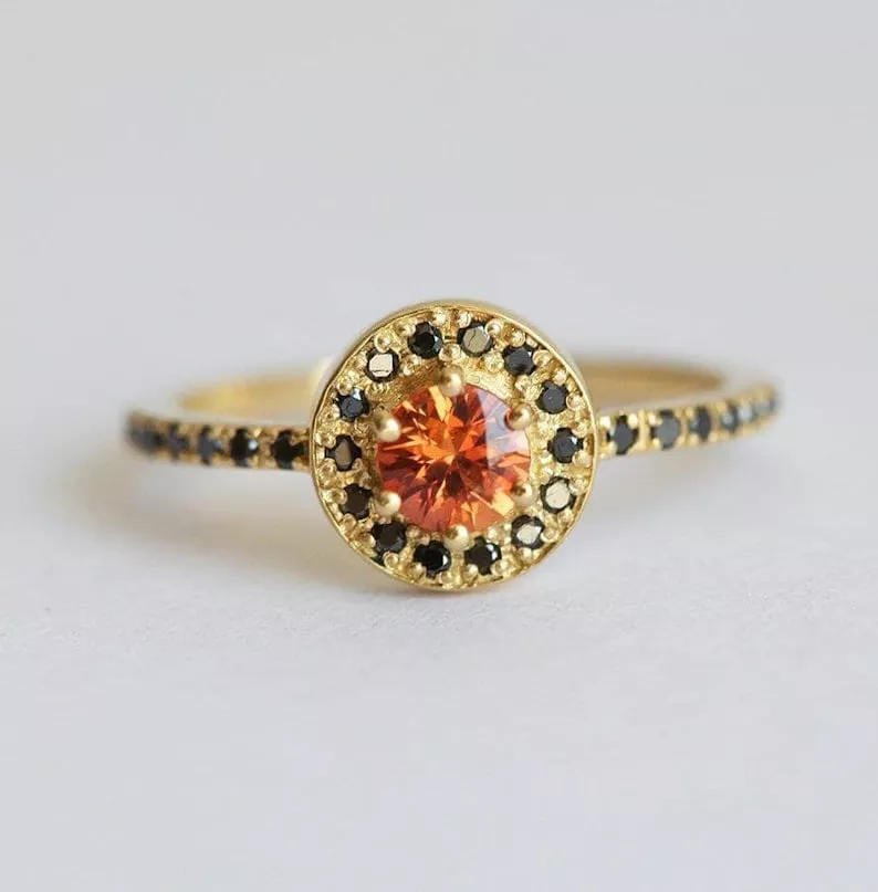 orange sapphire engagement ring