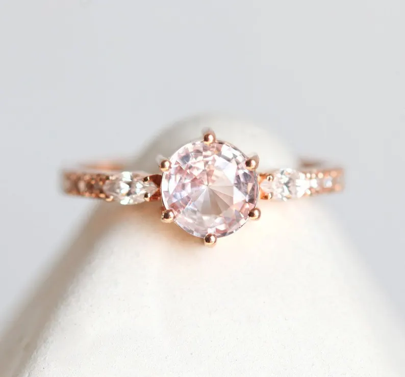 peach sapphire engagement ring