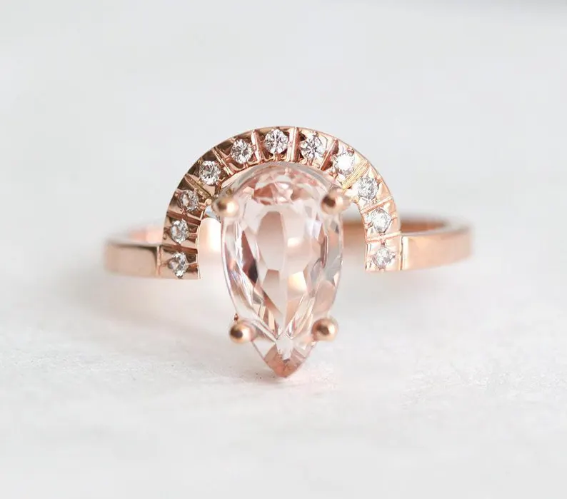 pear morganite engagement ring