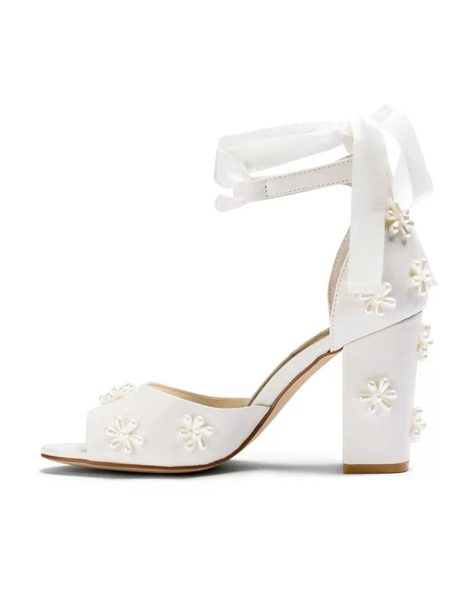 pearl wedding block heels