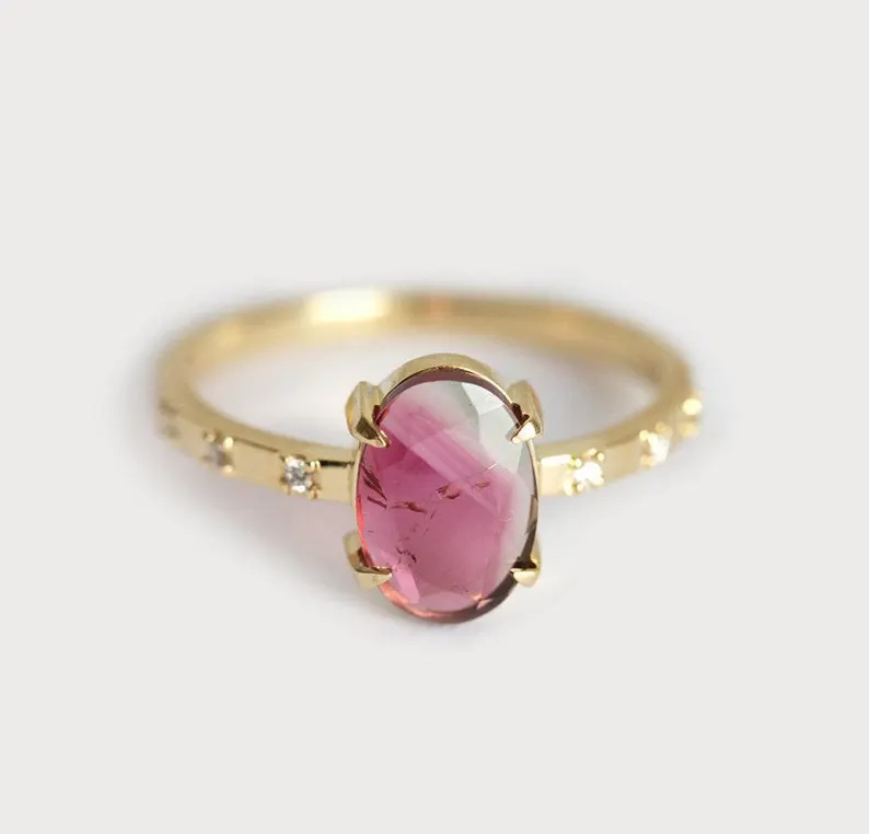 pink tourmaline engagement ring