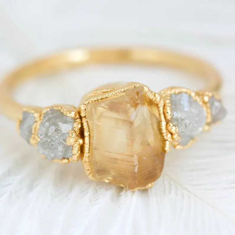 raw citrine engagement ring