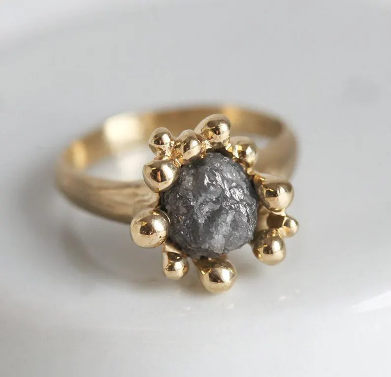 rough uncut diamond engagement ring