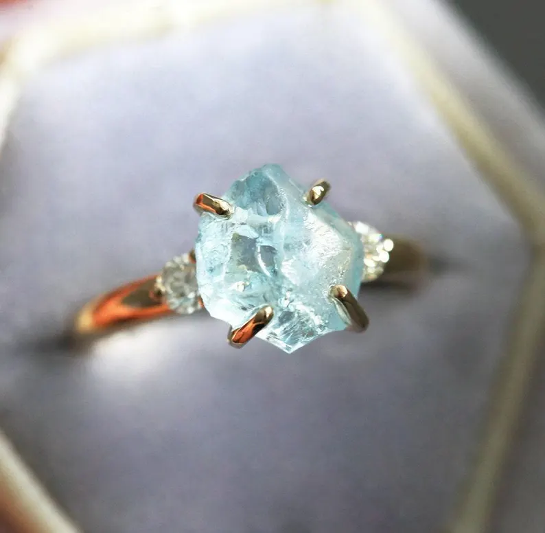 rough uncut topaz engagement ring