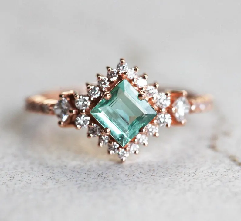 tourmaline diamond engagement ring